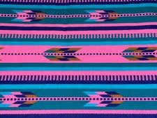 1/2 Yd Southwestern Stripes Pink Turquoise Purple Cotton Quilt Fabric 22"X44"