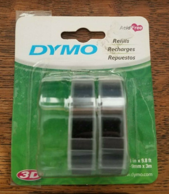 (2) DYMO 1741670 Embossing Labels 3 PACK 3/8 In x 9.8 ft Refills 3D Acid Free