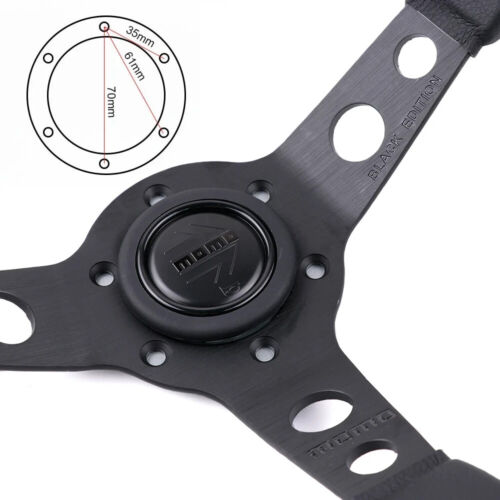 MOMO Prototipo P5 Black Edition 350mm Genuine Leather Deep Dish Steering Wheel - Picture 4 of 7