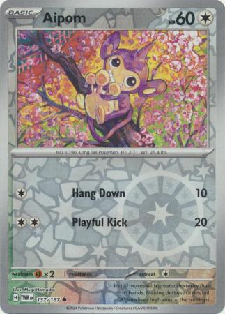 AIPOM 137/167 TWILIGHT MASQUERADE POKEMON (REVERSE HOLO, NM)