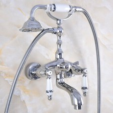 Polished Chrome Clawfoot Bathroom Tub Faucet Mixer Tap W/ Hand Shower stf846