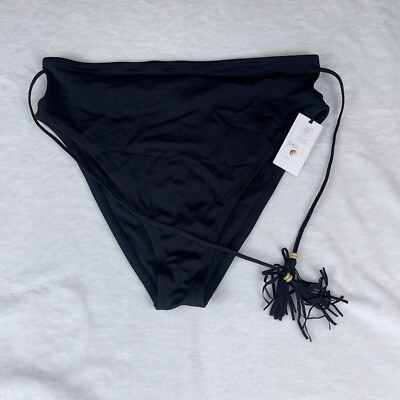 Shade Shore Bikini Bottom Women L Black High Waist High Leg