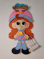 Birdie Girl Red Hair Pink/Blue. Scrapbook, Card Making Paper Piecing