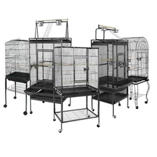 Multi-Size Durable Steel Bird Cage Best Place for Birds Large Parrot Cage Black