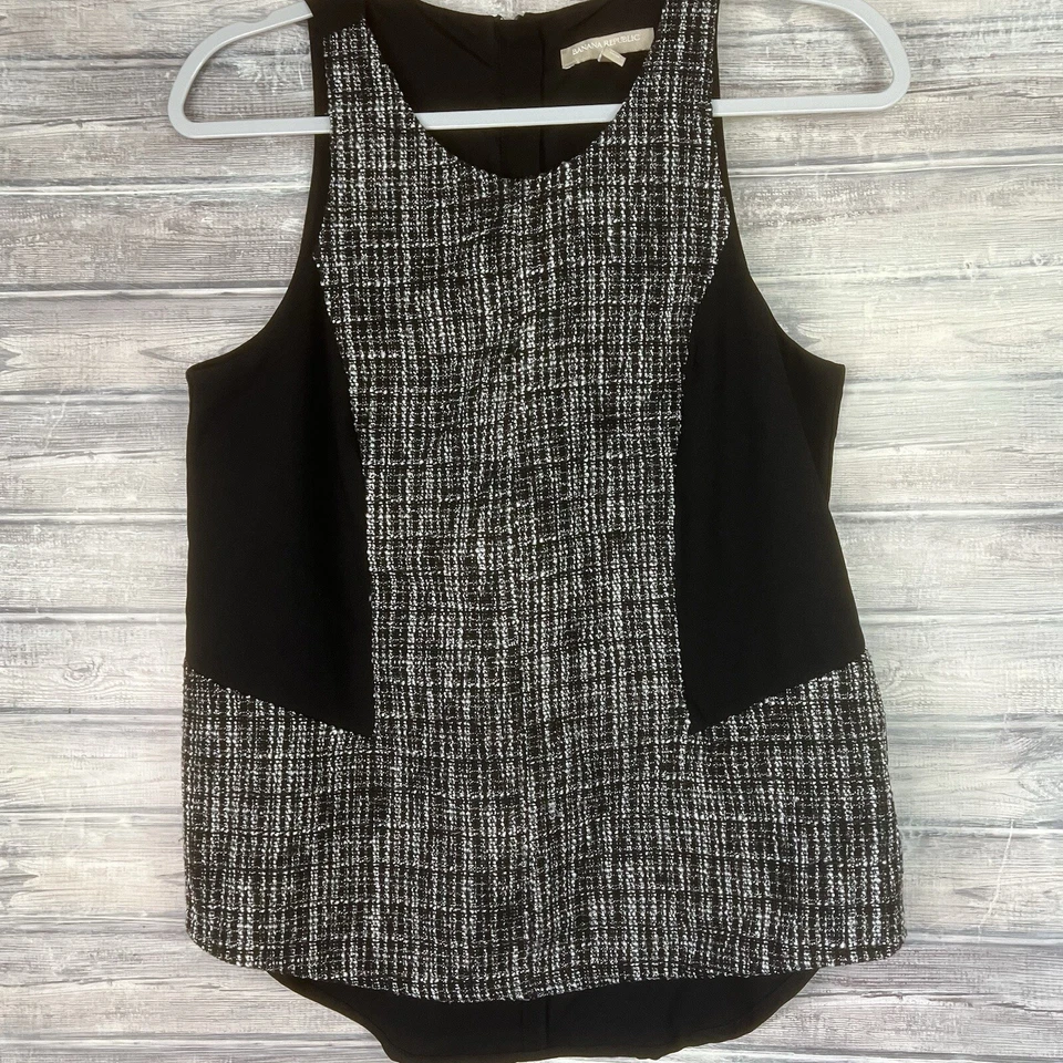 Banana Republic Womens Pullover Vest Size 6 Petite Black Tweed Zipper Back Lined — 第 3/4 张图片