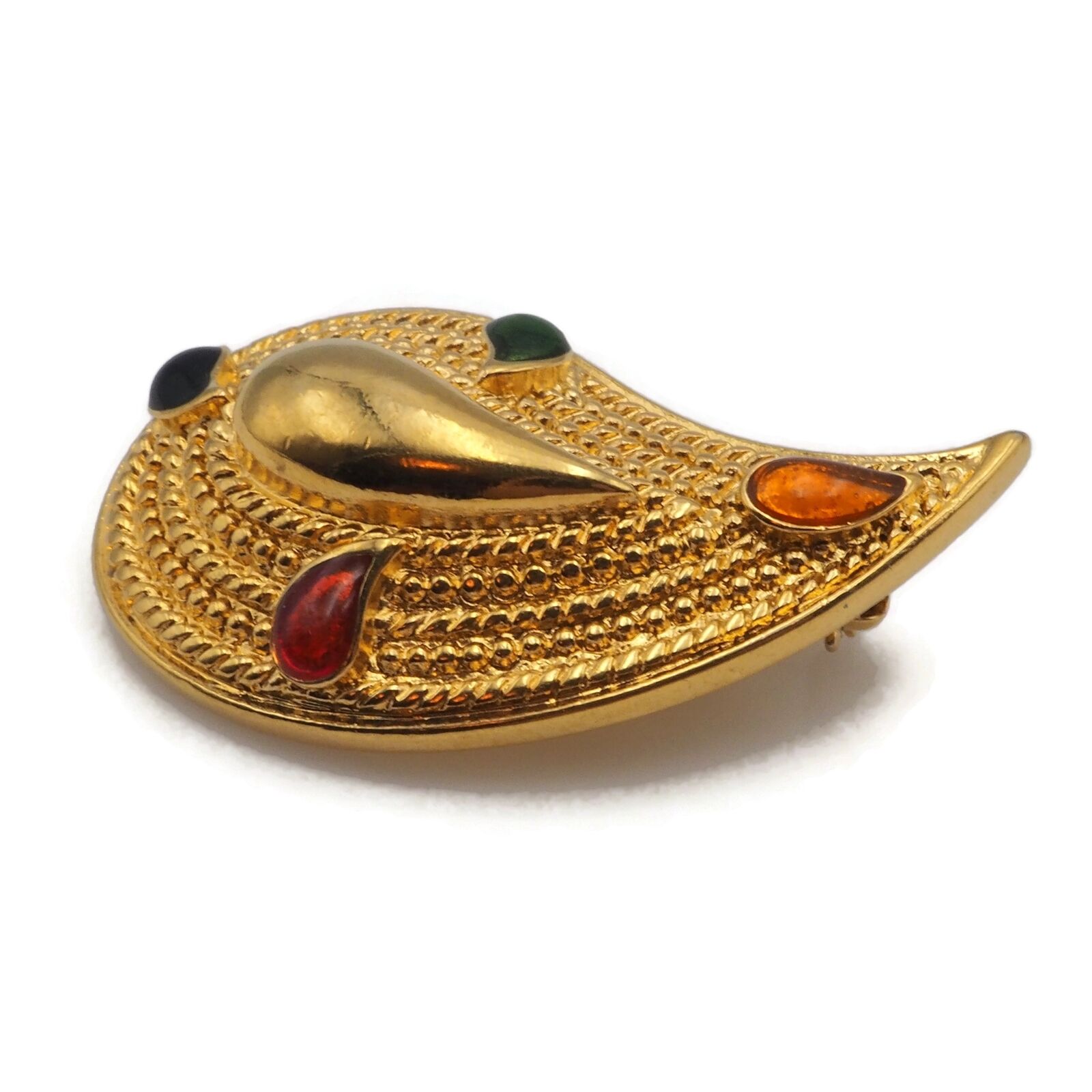 Gold Tone Smooth & Textured Multicolored Enamel P… - image 3