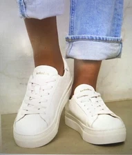 Soludos Ibizia White Platform Leather Sneakers Size 9 NEW