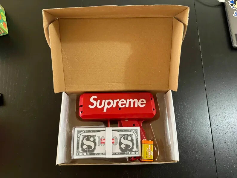 Supreme SS17 Cash Cannon Money Gun Red Box Logo Authentic Trusted