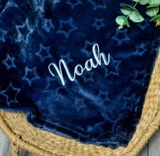 Personalised Baby Swaddle Wrap, Stars or Hearts, Navy Mint Pink or Blue