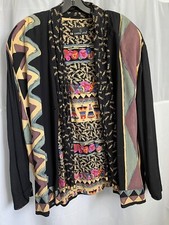 Carole Little Vintage Paris France Size 14 Abstract Artsy Blazer,  Scarf