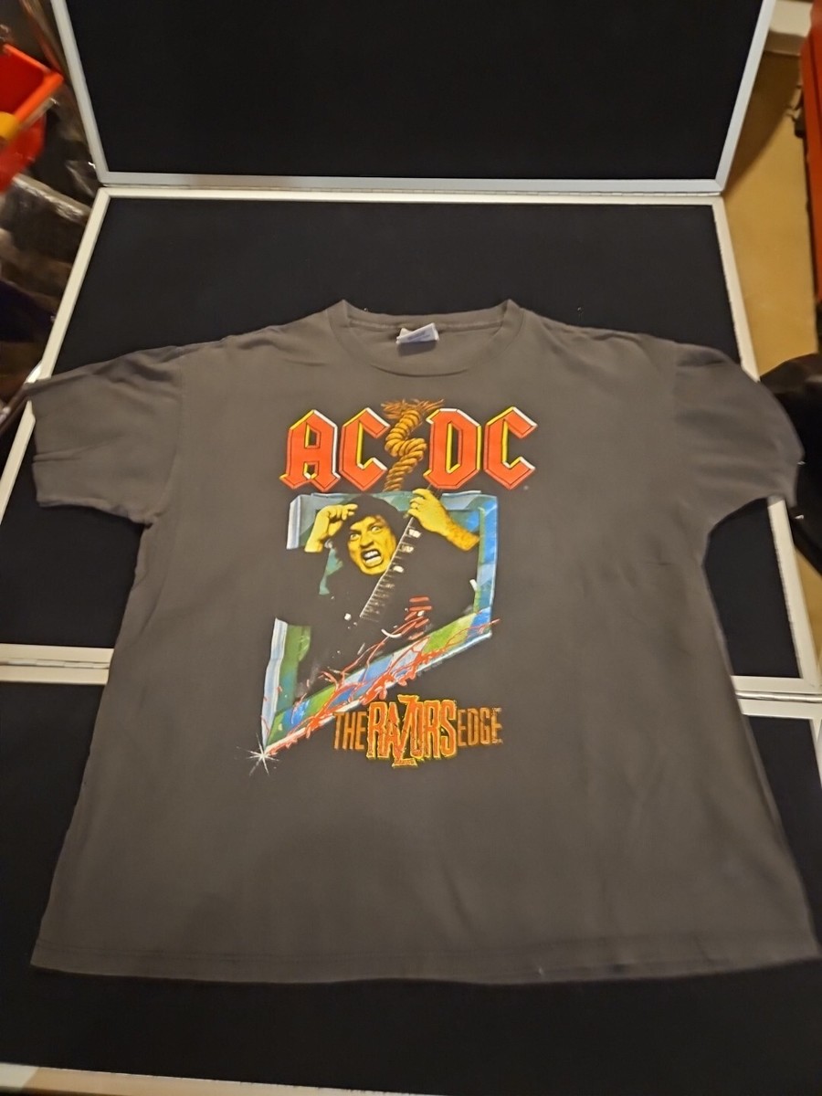 AC/DC 90 Razors Edgeツアー Tシャツ Brockum XL VTG 1990 ACDC AC/DC The Razors Edge Shirt World Tour Concert Large