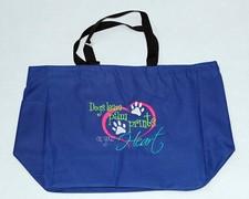 CANVAS Zippered Tote Bag with Embroidered DOG PET Design, School Bag  