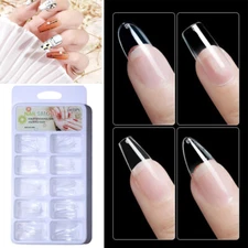 100X/Box Seamless Acrylic Fake Nails French Full/Half Cover Nails Extension Art