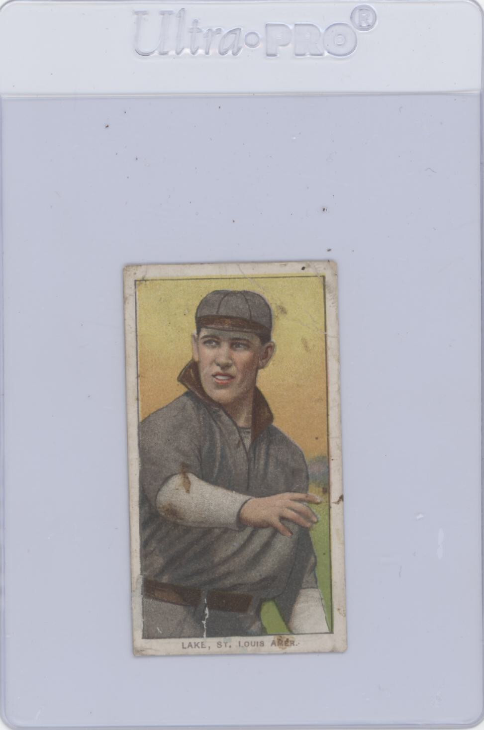1909-11 Polar Bear T206 JOE LAKE (St Louis, No Ball) Creases (b)