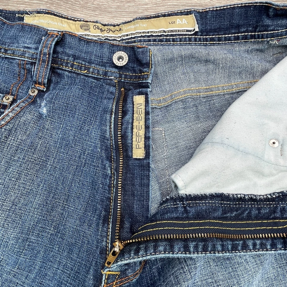Pepe Jeans Mens 36x29 Blue Loose Baggy Wide Leg 90s Y2K Skater Hip Hop Vintage - Image 4 of 4