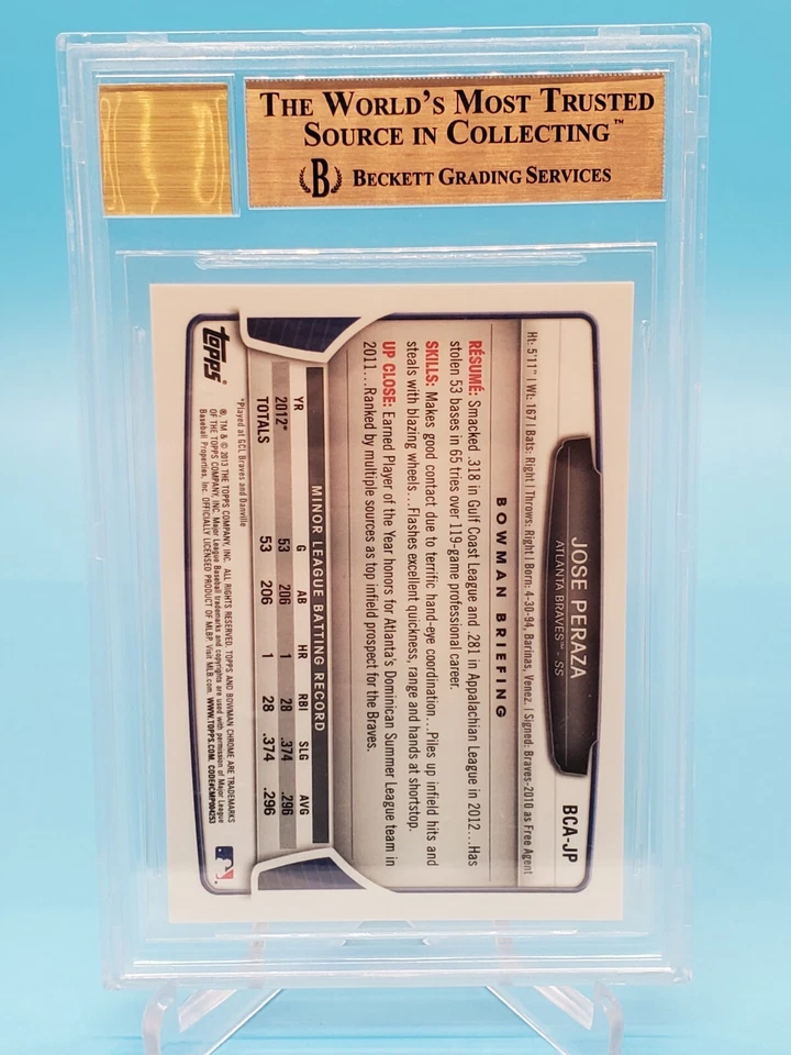 JOSE PERAZA 2013 Bowman Chrome Auto Rookie BGS 9.5 10 Gem Mint - Image 2 of 2