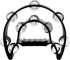 Zenison Double Row Tambourine - Ergonomic Handle & Metal Jingles Hand Percussion