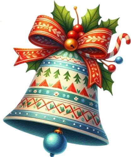 Colour Christmas Bell Decor Wall Art Bedroom Laptop Vinyl Sticker Decal 6 Sizes - Picture 1 of 7