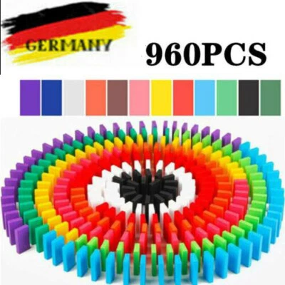 MARKENLOS 960stk Dominosteine bunte Bausteine Bauklötze Holzklötze Kinder Domino Spielzeu
