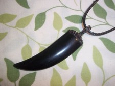 Stone BLACK Pendant With Black and Silver CRYSTALS on BLACK Cord Necklace C-4