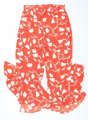 Asos Damen rot Blumen weites Bein Chiffon Sommer Hose Größe 14