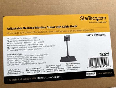 Adjustable Monitor Stand With Cable Hook Made By Startech.
