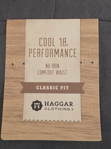 Haggar Men's 38x30 Dress Pants Cool 18 Performance Gray Classic Flat Front NEW - Picture 8 of 9