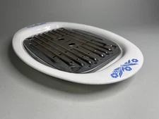 Corning Ware Oval Serving Platter & Rack Blue Cornflower P19 Meat Tray, Vintage