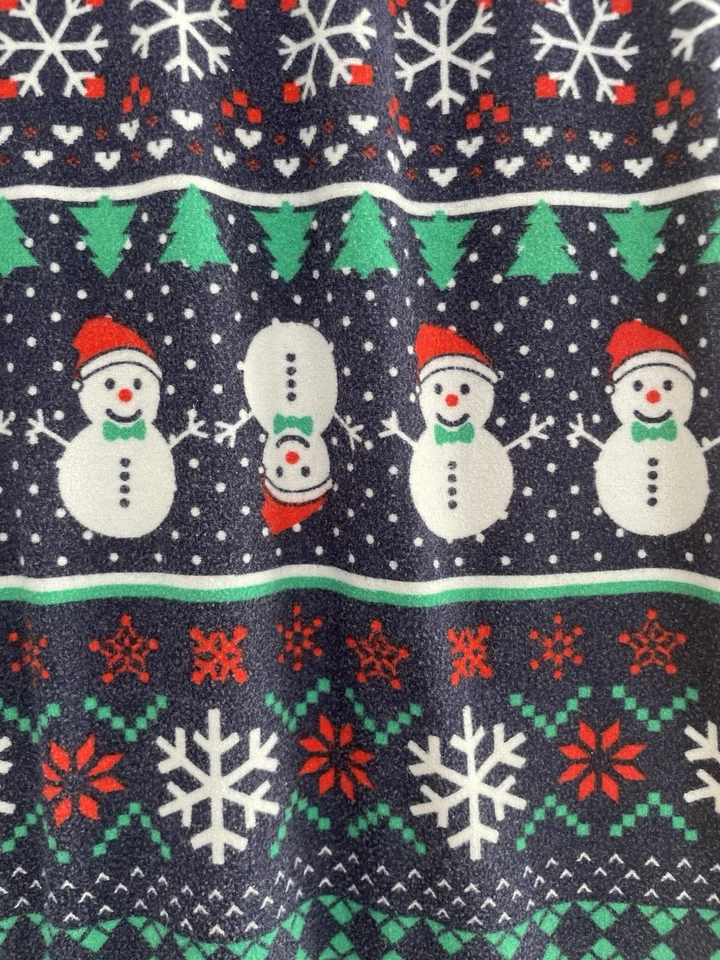 Lindo muñeco de nieve Planet Gold para mujer Fair Isle Navidad Leggings azul marino L Foto 4 de 4