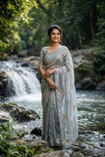 Women  s Indian Saree Fancy Designer Ethnic Party Wear Wedding Bollywood Sari New