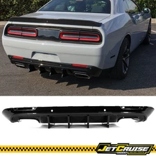 Fits 15-23 Dodge Challenger IKON V4 Type Rear Bumper Lip Diffuser Gloss Black PP