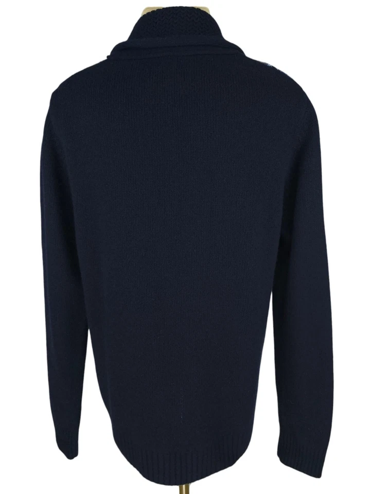 Barbour Martingale Mens Lambswool Fair Isle Knit Shawl Cardigan Sweater Size L - Image 3 of 4