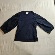 G. Label By Goop Navy Organic Cotton Long Sleeve Shirt Made In Italy Women 6