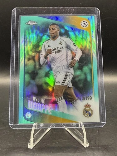 2025-26 Topps Chrome UEFA Club Competitions #112 Kylian Mbappé Aqua #/199
