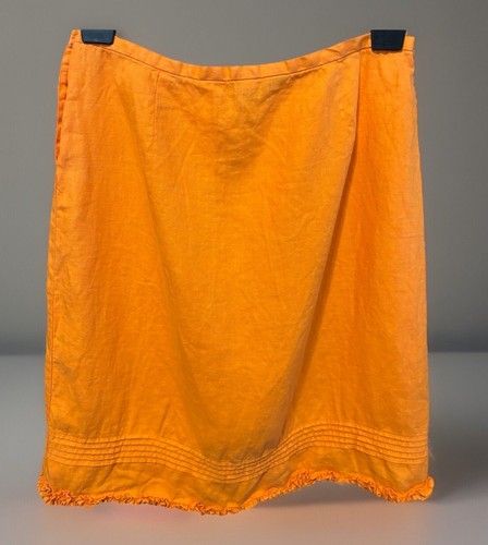 GAP Women's Size 1 Orange Linen Mini Skirt With Hem Ruffle & Buttons Preppy - Picture 2 of 6