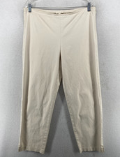 EILEEN FISHER Pants M Twill Cotton Stretch Tapered Ankle Side Zip Beige