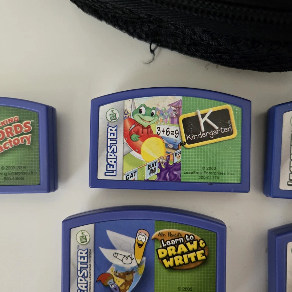 LeapFrog Leapster Learning Blue Case 8 Assorted Games SpongeBob Doc McStuffins - Image 3 of 4