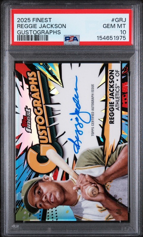 2025 Topps Finest Gustographs Auto Reggie Jackson PSA 10 Gem Mint Athletics