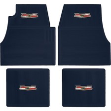 1955-57 Chevy Ribbed Rubber Floor Mat Set With Chevrolet Crest Dark Blue 1955-57 Chevy Ribbed Rubber Floor Mat Set With Chevrolet Crest Dark Blue