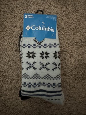 Columbia Youth Fleece Lined Crew Socks 2 pk Fits Youth Shoe Size 2-10 Gray  Blue