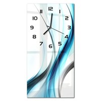 Design-Wanduhr Aus GehäRtetem Glas Wellen-Abstraktion Schwarze Zeiger 30X60 Cm