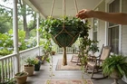 Farmhouse Antique Nelson McCoy Pottery Hanging Planter Green Glazed Bowl