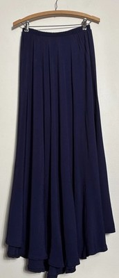 Boho Blue Maxi Skirt Fairy Flowy Pull on Elastic Waist OSFM Whimsy Made In USA