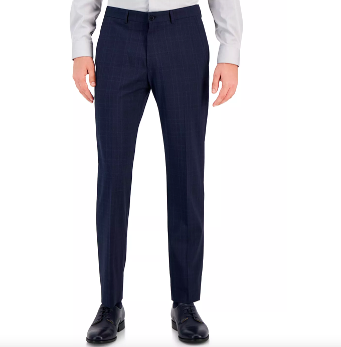 AX Armani Exchange Mens Slim Wool Pants Navy Plaid 30 NEW $220   09P0X00X059920