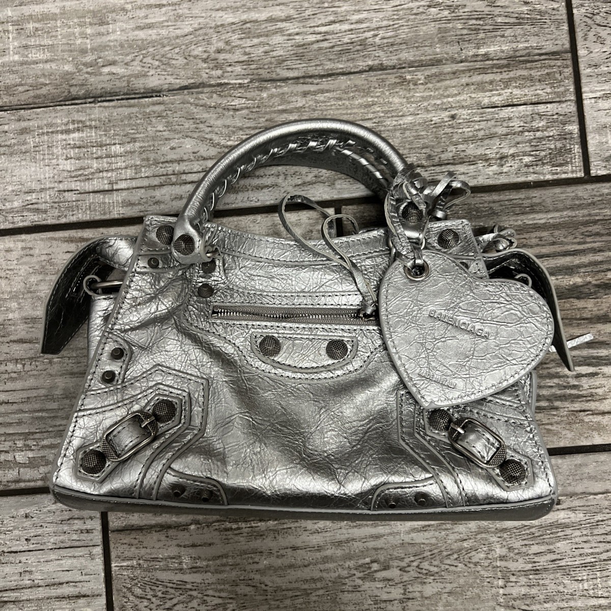 Balenciaga Le City Medium Silver Leather Shoulder Bag New FW24 | eBay