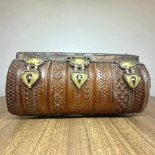 Vintage Hard Resin Clutch Shoulder Bag Edwardian Victorian Beaded Strap