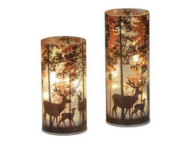 Formano Deko Licht ''Abendlicht'' Natur Hirsch Winterlandschaft Bäume LED Timer