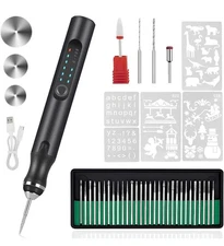Electric Engraving Pen W/37 Bits Cordless DIY Rotary Engraver Wood Stone Carving