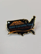 MAD Corvette Tour Souvenir Pin Badge Raging Across America Mid America Designs