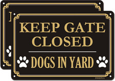 Keep Gate Closed Signs Dogs in Yard Signs 2 Pack 12 x 8 Inches Security Warni...